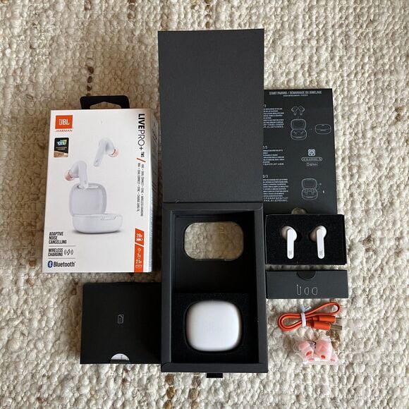 JBL Live PRO+ TWS Wireless Bluetooth Noise Cancelling Headphones White Case Buds - Picture 3 of 10